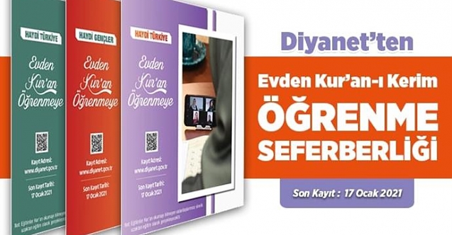 Haydi Türkiye evden Kur'an öğrenmeye