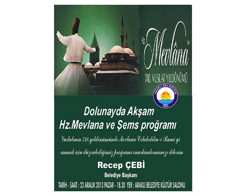 Araklı da Bir İlk Hz. Mevlana ve Şems Programı Düzenlenecek