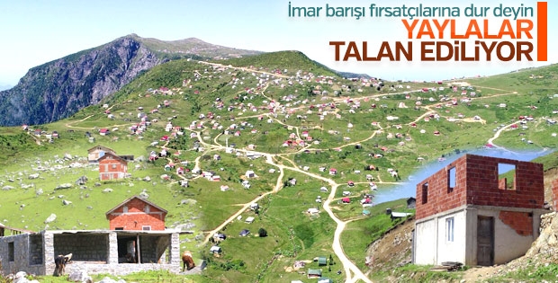 imar Barışı\'nı duyan yaylalarda kaçak yapıya başladı